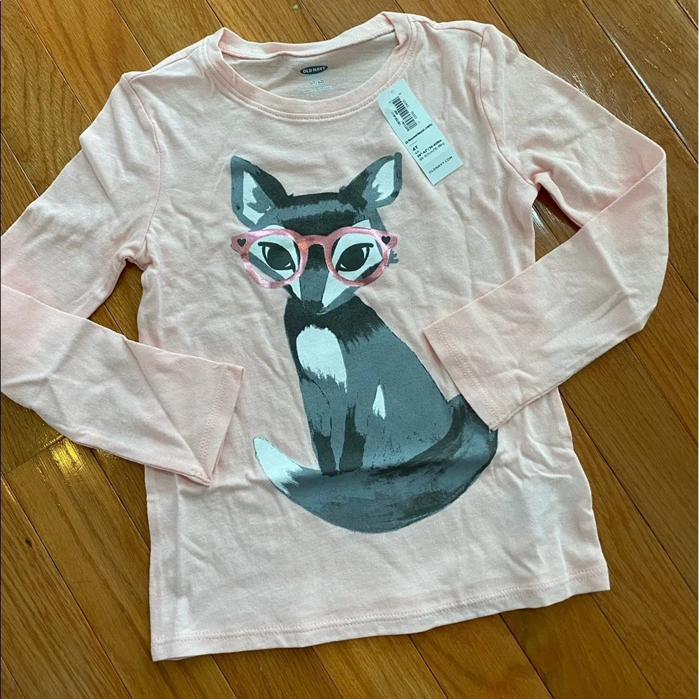 NWT girls pink long sleeve fox shirt - Picture 1 of 2